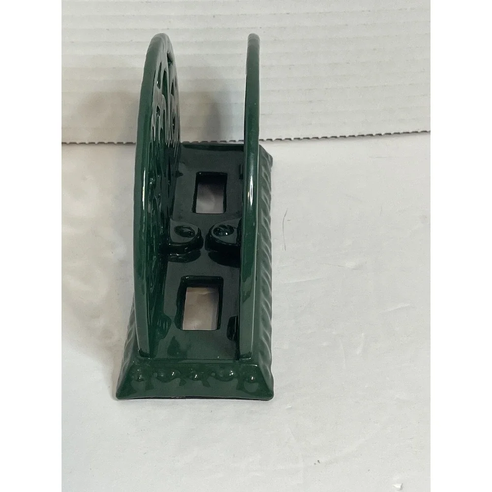 Vintage Green Ornate Heavy Metal Wrought Iron Napkin Holder/Letter Holder Hearts